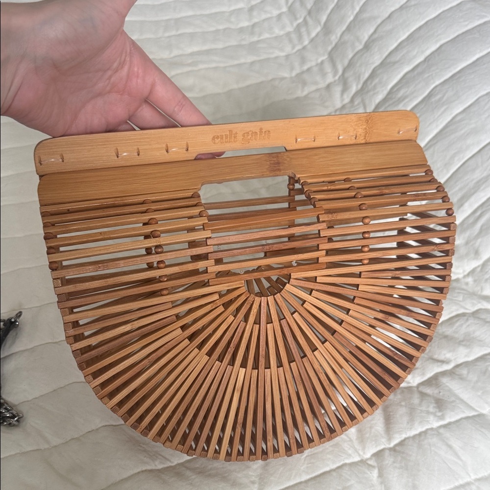 cult gaia bamboo ark handbag - natural tan